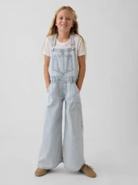 Baggy-Latzhose für Kinder aus Denim mit Streifenmuster