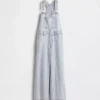 Baggy-Latzhose für Kinder aus Denim mit Streifenmuster