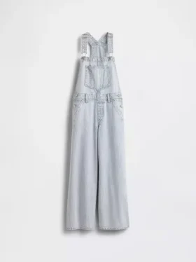 Baggy-Latzhose für Kinder aus Denim mit Streifenmuster