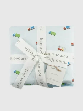 Bambus-Babydecke „Little Trucks“