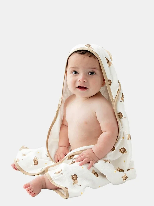 Bambus-Kapuzenhandtuch-Set „Little Lion“