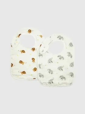 Bambus-Lätzchen-Set „Kleiner Elefant und Löwe“