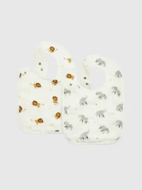Bambus-Lätzchen-Set „Kleiner Elefant und Löwe“