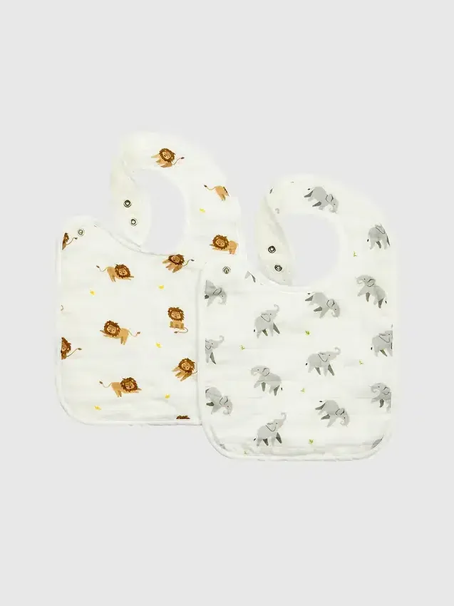 Bambus-Lätzchen-Set „Kleiner Elefant und Löwe“