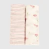 Bambus-Pucktuch-Set „Kleines Häschen und rosa Welle“