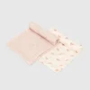 Bambus-Pucktuch-Set „Kleines Häschen und rosa Welle“