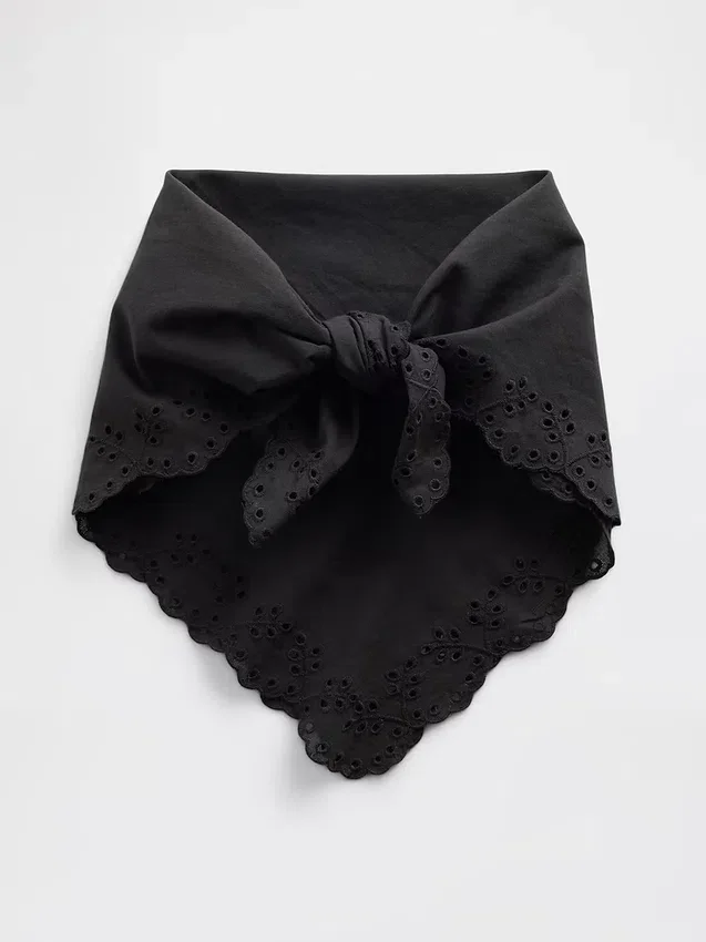Bandana-Schal aus 100 % Baumwolle mit Lochstickerei