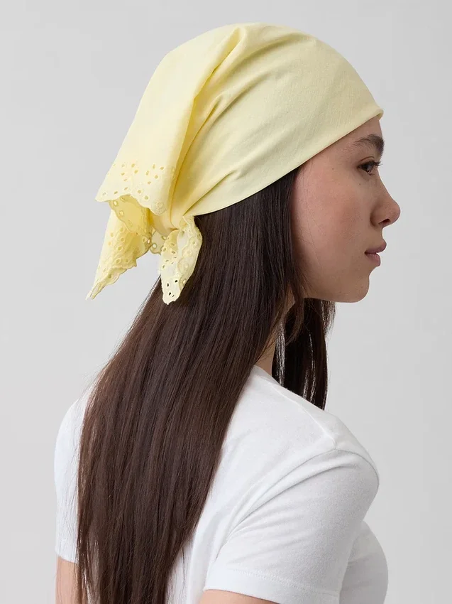 Bandana-Schal aus 100 % Baumwolle mit Lochstickerei