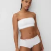 Bandeau-Bralette aus Bio-Stretch-Baumwolle mit Spitzenbesatz