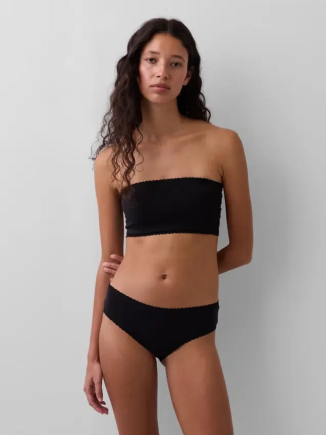 Bandeau-Bralette aus Bio-Stretch-Baumwolle mit Spitzenbesatz