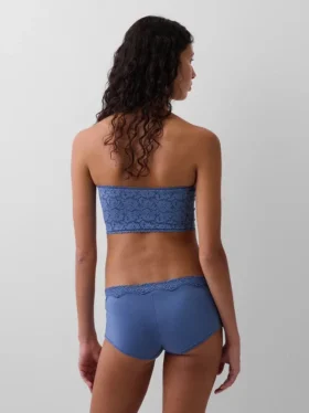 Bandeau-Bralette aus Bio-Stretch-Baumwolle mit Spitzenbesatz