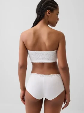 Bandeau-Bralette aus Bio-Stretch-Baumwolle mit Spitzenbesatz