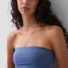 Bandeau-Bralette aus Bio-Stretch-Baumwolle mit Spitzenbesatz