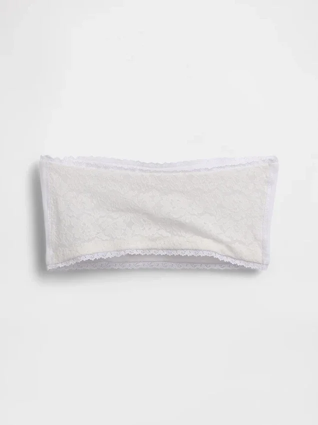 Bandeau-Bralette aus Bio-Stretch-Baumwolle mit Spitzenbesatz