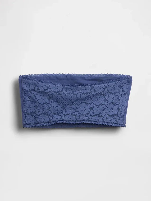 Bandeau-Bralette aus Bio-Stretch-Baumwolle mit Spitzenbesatz
