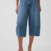 Barrel-Culotte-Jeans mit hoher Leibhöhe und Gürtel
