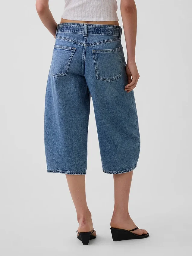 Barrel-Culotte-Jeans mit hoher Leibhöhe und Gürtel