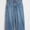 Barrel-Culotte-Jeans mit hoher Leibhöhe und Gürtel