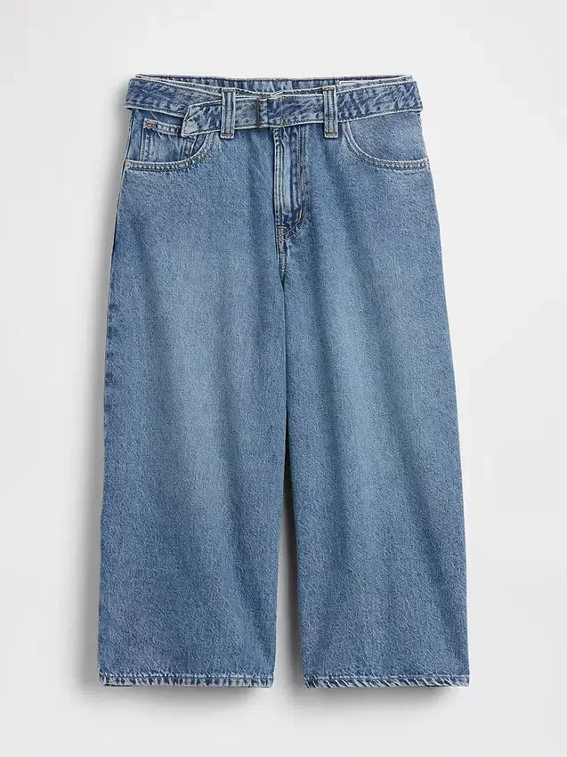 Barrel-Culotte-Jeans mit hoher Leibhöhe und Gürtel