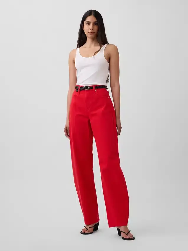 Barrel-Jeans mit hoher Leibhöhe