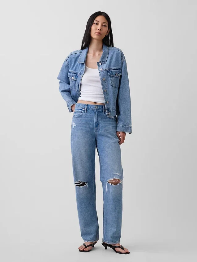 Barrel-Jeans mit hoher Leibhöhe