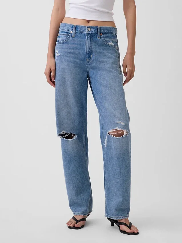 Barrel-Jeans mit hoher Leibhöhe