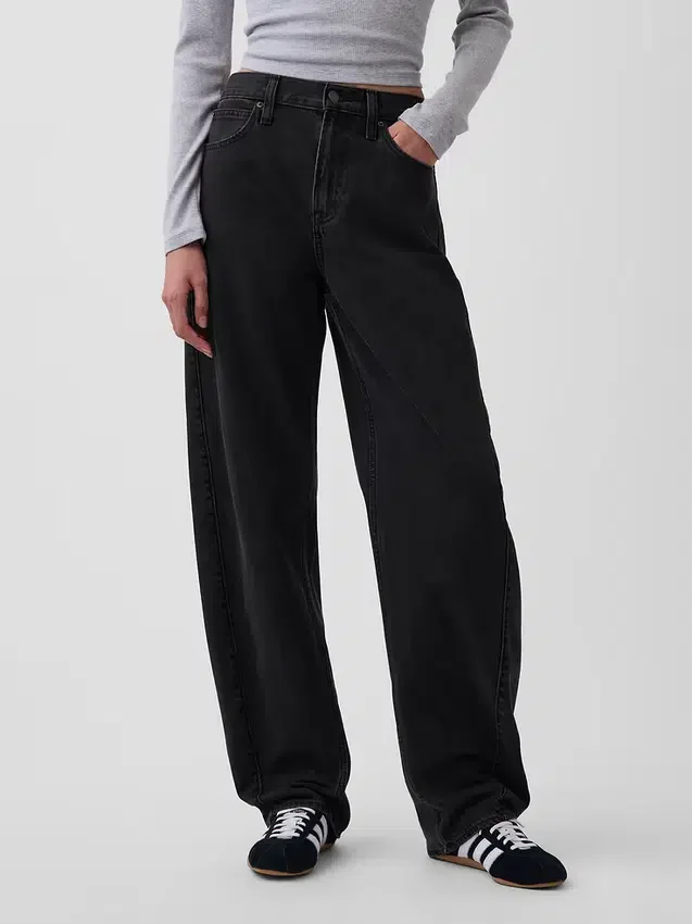 Barrel-Jeans mit hoher Leibhöhe