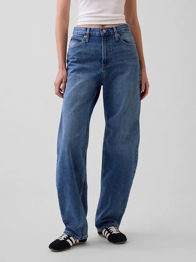 Barrel-Jeans mit hoher Leibhöhe