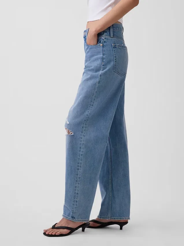 Barrel-Jeans mit hoher Leibhöhe