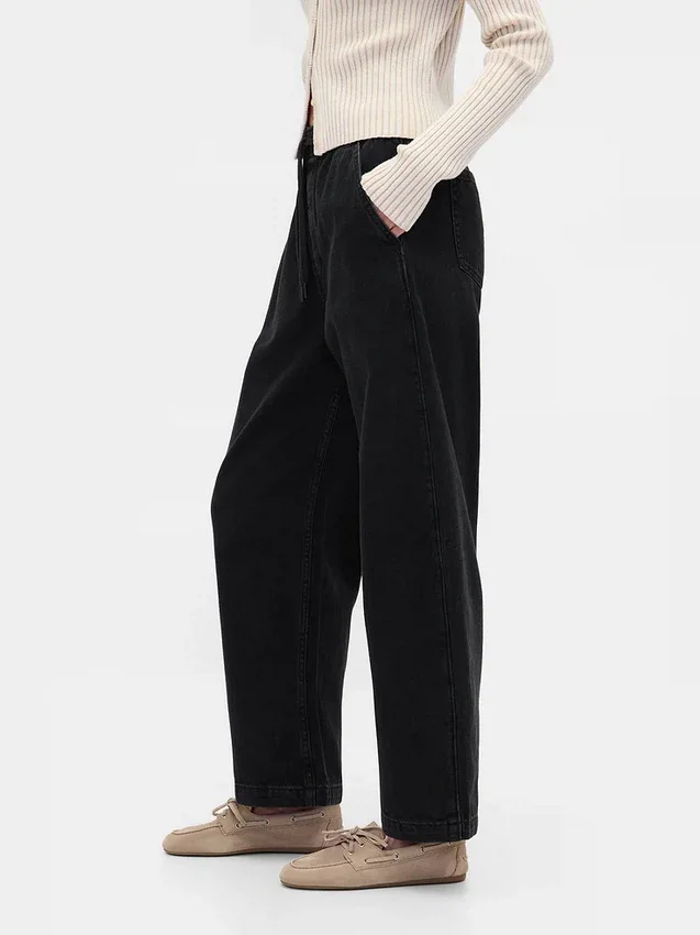Barrel-Jeans mit hoher Leibhöhe