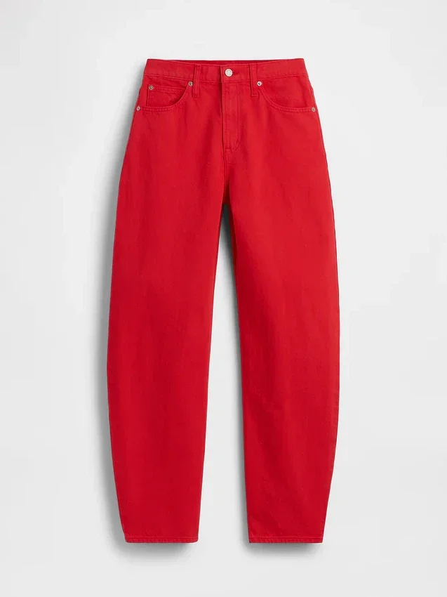 Barrel-Jeans mit hoher Leibhöhe