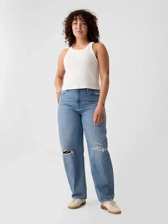 Barrel-Jeans mit hoher Leibhöhe
