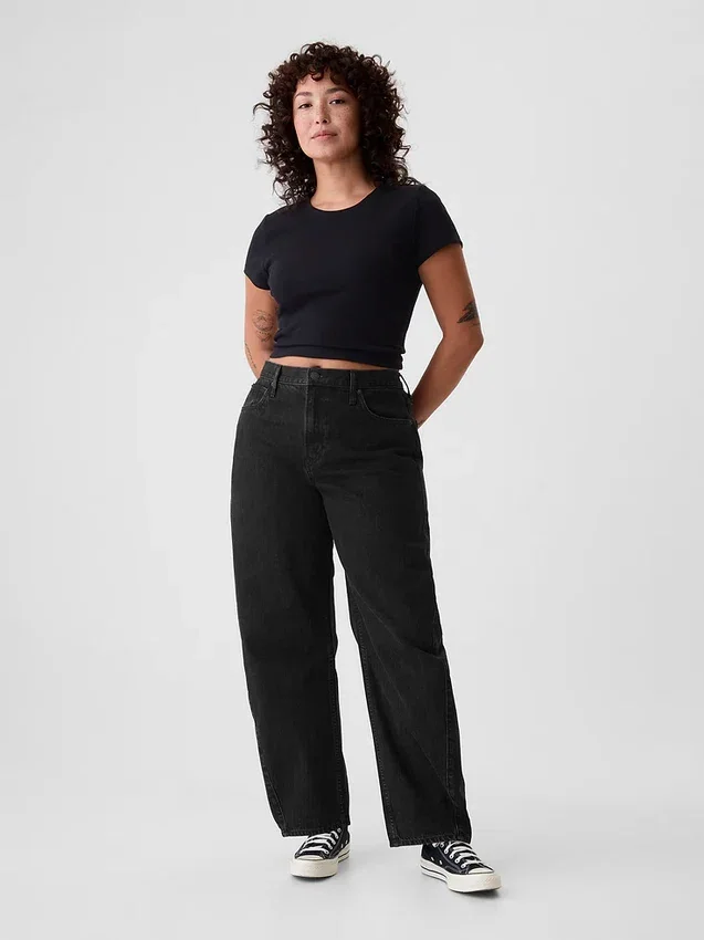 Barrel-Jeans mit hoher Leibhöhe