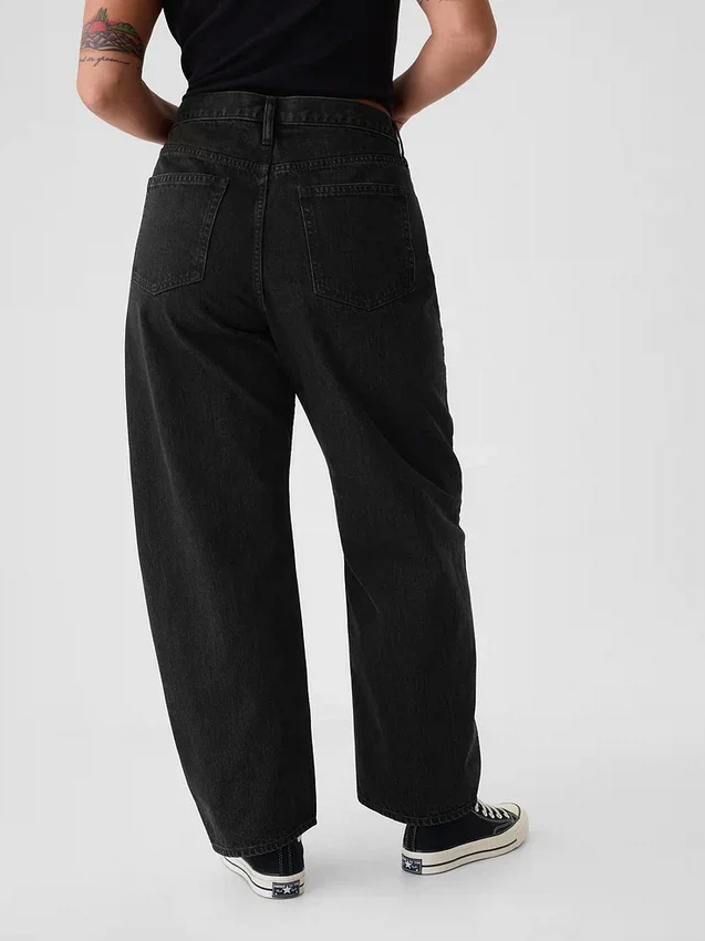 Barrel-Jeans mit hoher Leibhöhe
