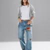 Barrel-Jeans mit hoher Leibhöhe