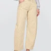 Barrel-Jeans mit hoher Leibhöhe und khakifarbenen Streifen
