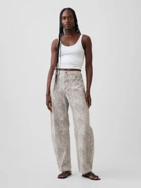 Barrel-Jeans mit Schlangenprint und hoher Leibhöhe