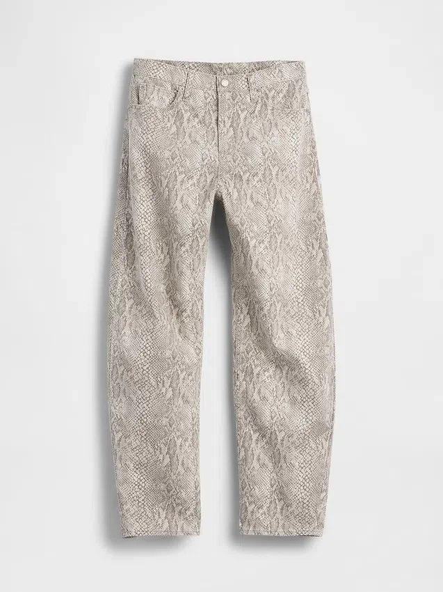 Barrel-Jeans mit Schlangenprint und hoher Leibhöhe