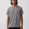 Baumwoll-Jersey-T-Shirt mit V-Ausschnitt