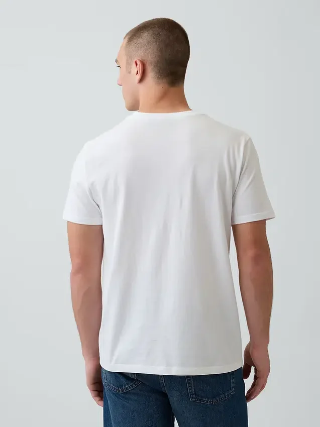 Baumwoll-Jersey-T-Shirt mit V-Ausschnitt