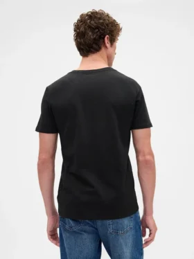 Baumwoll-Jersey-T-Shirt mit V-Ausschnitt
