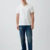 Baumwoll-Jersey-T-Shirt mit V-Ausschnitt