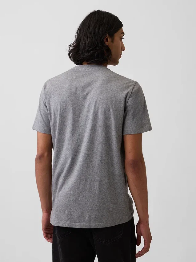 Baumwoll-Jersey-T-Shirt mit V-Ausschnitt