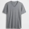 Baumwoll-Jersey-T-Shirt mit V-Ausschnitt