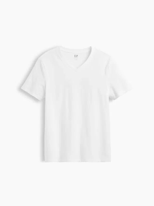 Baumwoll-Jersey-T-Shirt mit V-Ausschnitt