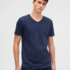 Baumwoll-Jersey-T-Shirt mit V-Ausschnitt