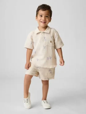 Baumwollgaze-Shorts mit Print zum Hineinschlüpfen für Baby & Kleinkind