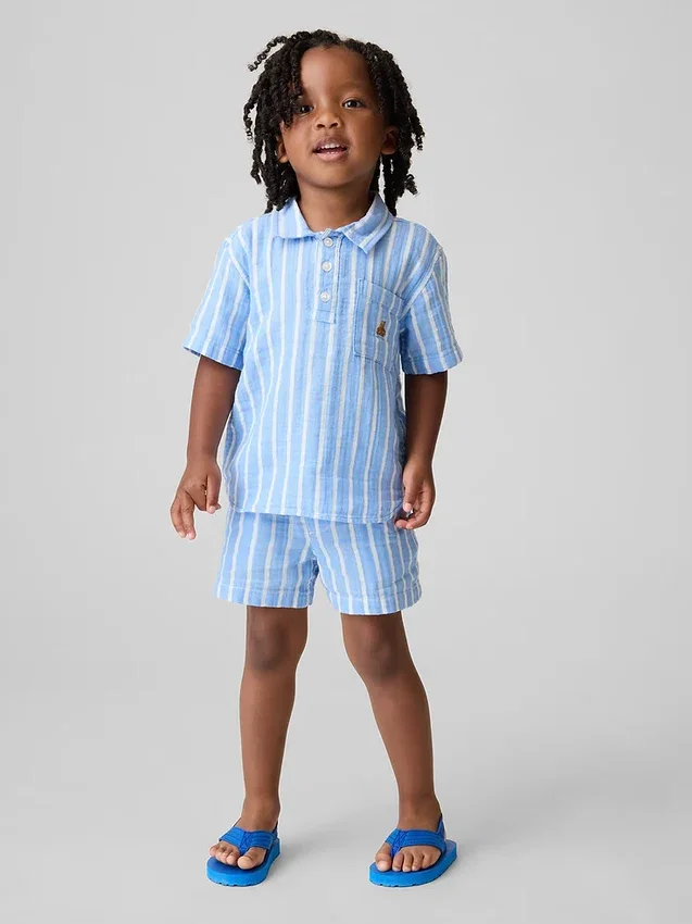 Baumwollgaze-Shorts mit Print zum Hineinschlüpfen für Baby & Kleinkind