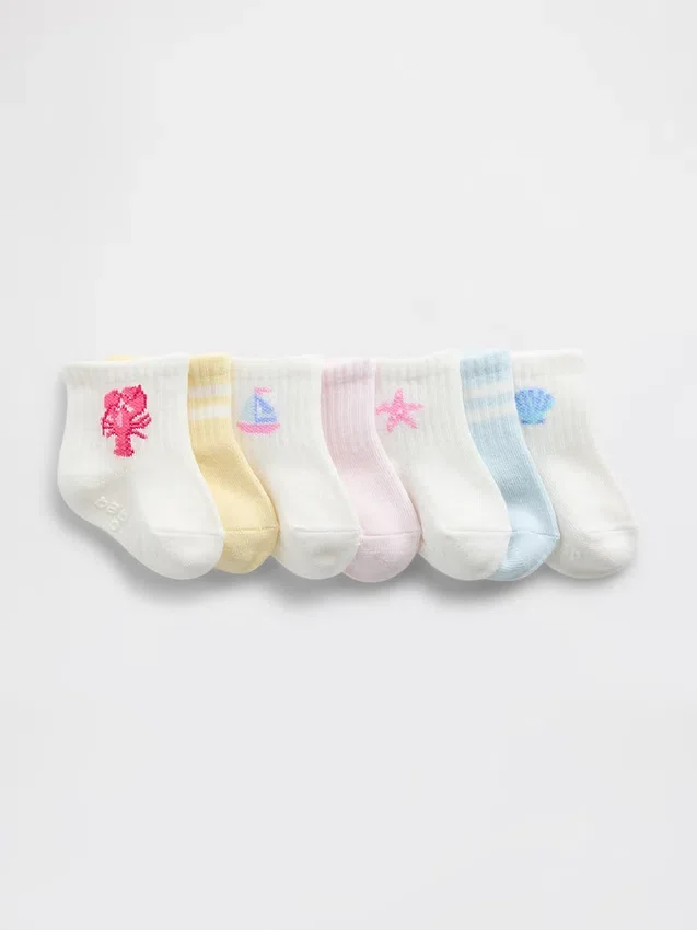 Beachy Quarter Crew-Socken für Kleinkinder (7er-Pack)