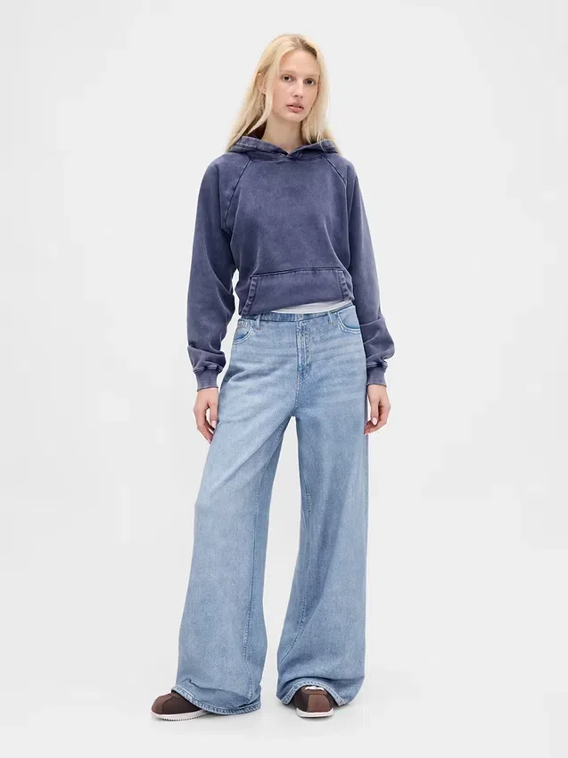 Bedruckte, weit geschnittene Jogginghose im Jeans-Look